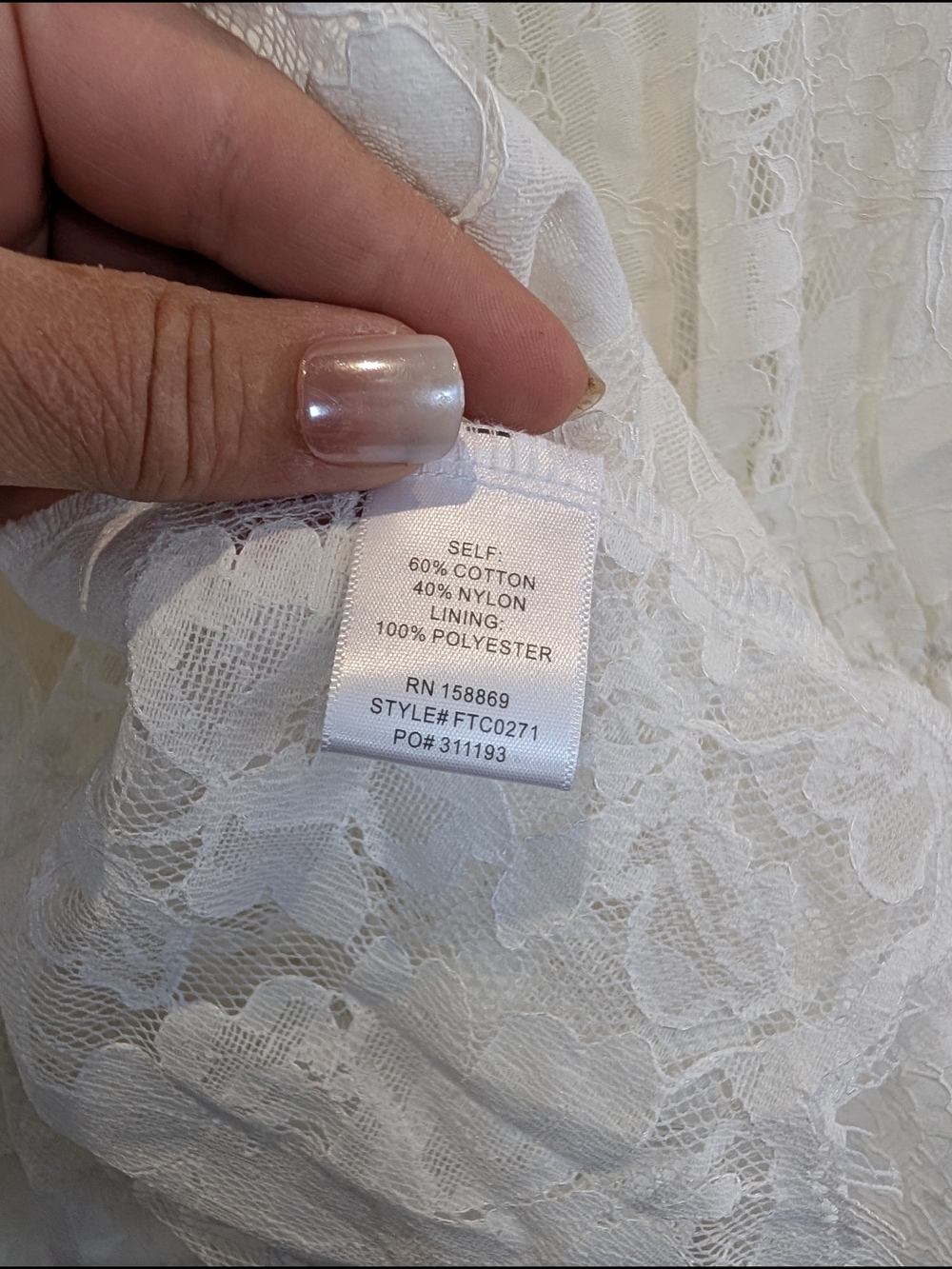 Promesa White Lace Peasant Top with Puff Sleeves, Size S - Picture 4 of 5